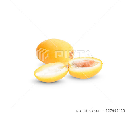 fresh date palm fruit isolated on white background fresh date palm fruit isolated on white background 127999423