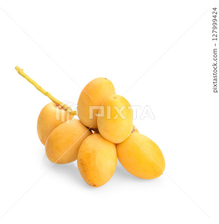 fresh date palm fruit isolated on white background 127999424