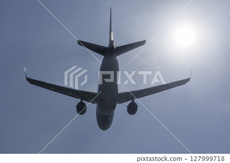 Sendai Airport in the morning, airplane taking off, Natori City, Miyagi Prefecture Sendai Airport in the morning, airplane taking off, Natori City, Miyagi Prefecture 127999718