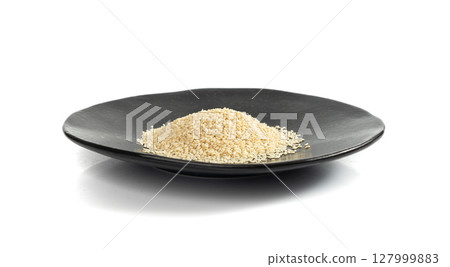 Sesame seeds, white small benne grains, Sesamum indicum fruits 127999883