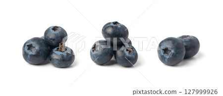 Blueberry isolated. Fresh blue berry fruits, bilberry group on white background, ripe bluberry 127999926