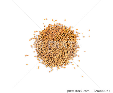 Coriander Seeds Isolated, Cilantro Grains, Chinese Parsley Seed Group, Dry Spices, Seasonings 128000035