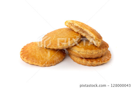 Netherlands traditional cookies isolated, Holland almond filled cake, Dutch marzipan pastry 128000043