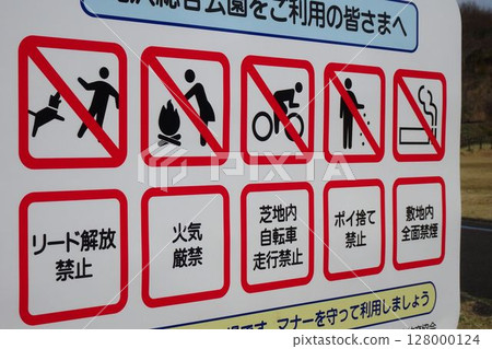 A signboard showing the park rules Pictogram 128000124