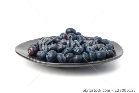 Blueberry isolated. Fresh blue berry fruits, bilberry group on white background, ripe bluberry 128000153