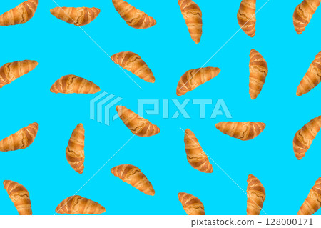 Croissant Pattern, Bakery Cake Minimal Wallpaper with Copy Space 128000171