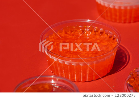 Nuoc Cham Orange Sauce, Red Asian Jelly Dip Smear, Hot Pepper Vietnamese Sauce 128000273