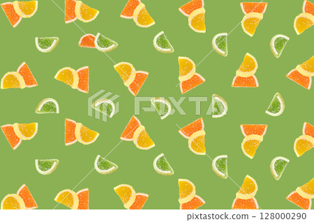 Fruit Marmalade Sweets Pattern, Lemon Slices Jelly Background Fruit Marmalade Sweets Pattern, Lemon Slices Jelly Background 128000290