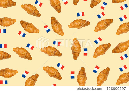 Croissant Pattern, Bakery Cake Minimal Wallpaper with Copy Space 128000297