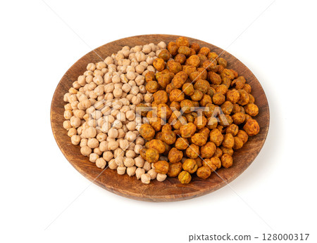 Roasted chickpeas, leblebi pile, spicy fried chana, crispy chick peas with mint and spices, east snack 128000317