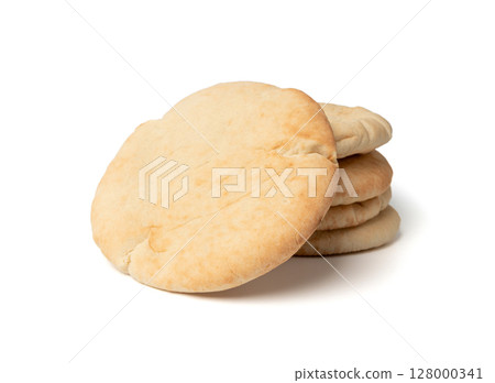 Pita flat bread, wheaten pitta flatbread also known as Arabic bread, chapati, greek pita naan, khubz 128000341