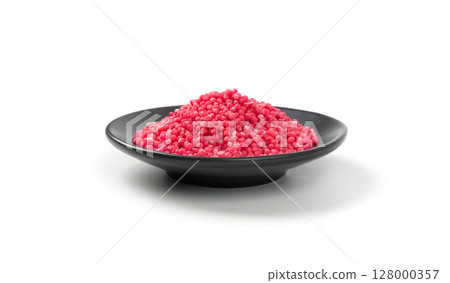 Candy sprinkle pile, round sugar sprinkles, small sweet color confectionery decoration balls 128000357