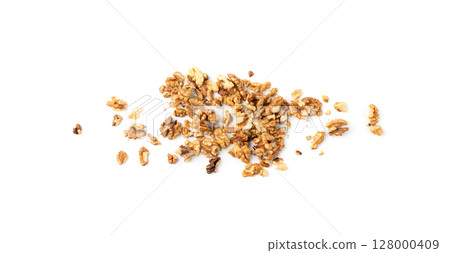 Chopped wallnut , broken roasted walnuts powder, heap of nuts crumbs, whole kernel pieces Chopped wallnut , broken roasted walnuts powder, heap of nuts crumbs, whole kernel pieces 128000409