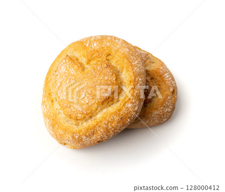 Heart on Wheat Bread, Heart Shaped Bun Isolated 128000412