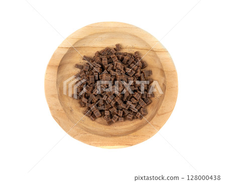 Mini bone-shaped pet food, small dogs crunchy treats, flavored brown dry kibble, canine food 128000438