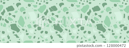 Seamless green terrazzo pattern with marble texture. Modern abstract vector design 128000472