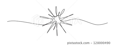 One line sun vector icon. Continuous sunshine outline, sunrise doodle, summer line illustration 128000490