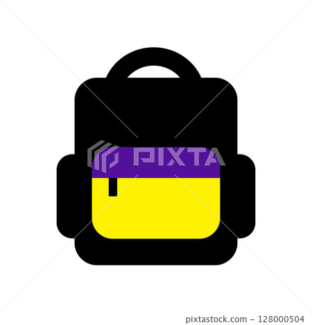 One backpack icon. School bag symbol, simple rucksack outline, schoolbag pictogram 128000504