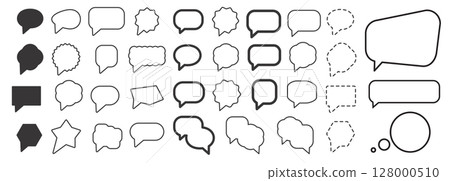 Bubble speech vector icon. Chat symbol, dialog or message balloon, speak cloud shape 128000510