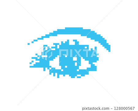 Pixel art eye icon, 8 bit retro style human eyeball, simple computing see symbol Pixel art eye icon, 8 bit retro style human eyeball, simple computing see symbol 128000567