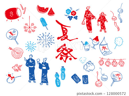 Summer festival icon set 128000572