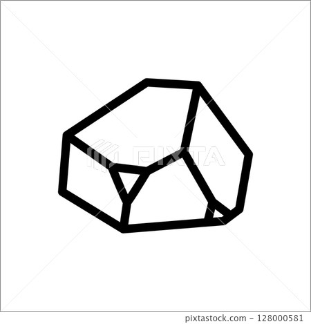 Gypsum stone thin lined illustration. Minimalist quartz drawing, single sandstone silhouette Gypsum stone thin lined illustration. Minimalist quartz drawing, single sandstone silhouette 128000581