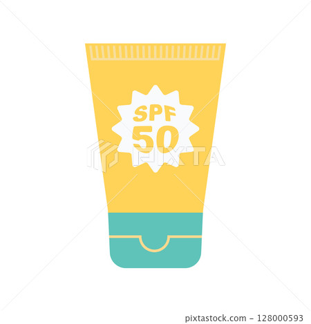 Sunscreen cream bottle icon. Sun screen lotion tube, spf sunblock spray container, solar cosmetic 128000593