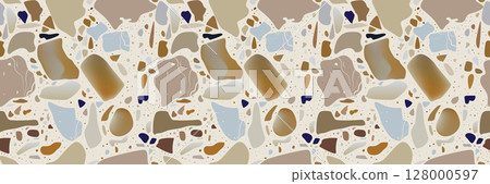 Seamless terrazzo pattern with marble texture. Modern abstract vector design 128000597