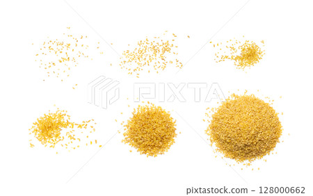 Bulgur, Bulgour or Bulghur Heap Isolated on White Background Bulgur, Bulgour or Bulghur Heap Isolated on White Background 128000662