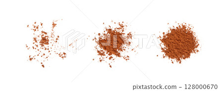 Cocoa Powder Isolated, Cacao Dust Pile, Dry Ground Cocoa Beans, Cocao Powder Pile for Chocolate 128000670