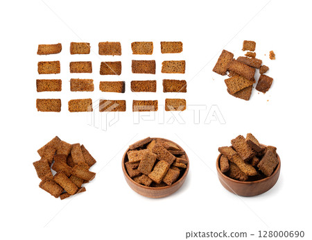 Rye Croutons, Brown Bread Rusks, Crispy Bread Cubes, Dry Rye Crouoton Crumbs, Brown Roasted Rusks 128000690