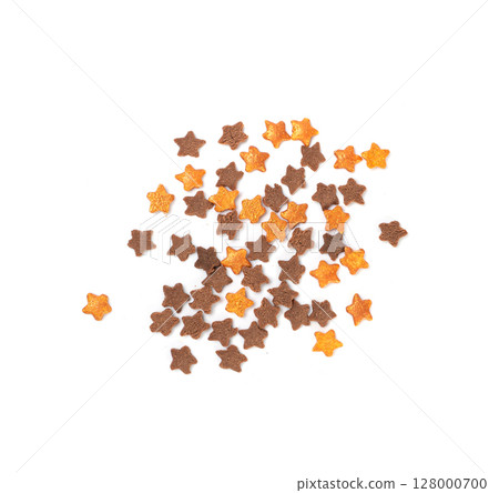 Cookie Stars Sprinkle Isolated, Sugar Star Pile, Candy Flakes, Sweet Brown Sprinkles Decoration Cookie Stars Sprinkle Isolated, Sugar Star Pile, Candy Flakes, Sweet Brown Sprinkles Decoration 128000700