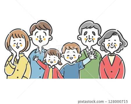 Happy three generation family upper body vector Happy three generation family upper body vector 128000715