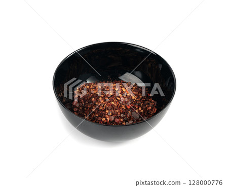Chili and salt seasoning, red chilli pepper spice powder, dry crushed hot pepper flakes Chili and salt seasoning, red chilli pepper spice powder, dry crushed hot pepper flakes 128000776