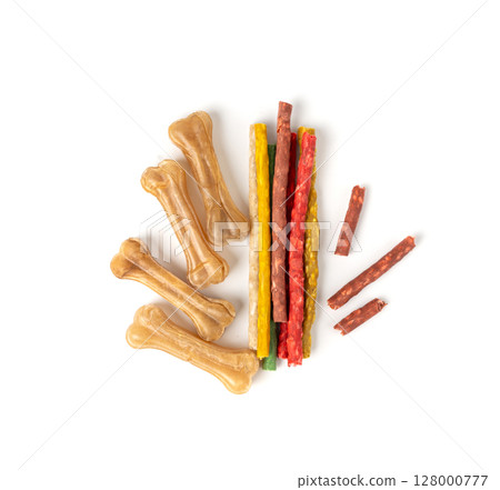 Rawhide chew sticks for dogs, colorful collagen dog food, pressed dry kibble, dental care treats Rawhide chew sticks for dogs, colorful collagen dog food, pressed dry kibble, dental care treats 128000777