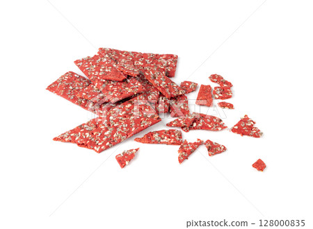Beetroot crackers, thin rusk beet root bread, red diet multigrain crispbread, various seeds 128000835