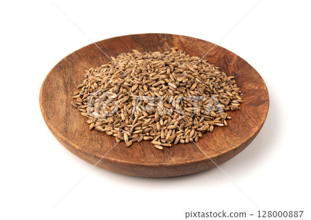 Milk thistle seeds, silybum marianum grains, dry blessed milkthistle fruits, variegated thistle kernels Milk thistle seeds, silybum marianum grains, dry blessed milkthistle fruits, variegated thistle kernels 128000887