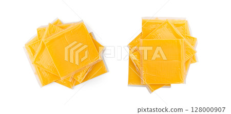 American cheese, processed cheese slice, wrapped thin yellow cheddar in a plastic package American cheese, processed cheese slice, wrapped thin yellow cheddar in a plastic package 128000907