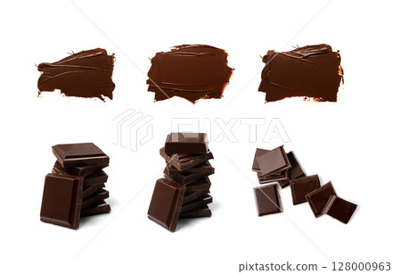 Broken Chocolate Bar Isolated Broken Chocolate Bar Isolated 128000963