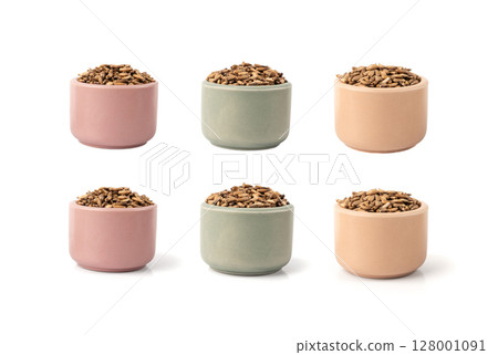 Milk thistle seeds, silybum marianum grains, dry blessed milkthistle fruits, variegated thistle kernels Milk thistle seeds, silybum marianum grains, dry blessed milkthistle fruits, variegated thistle kernels 128001091
