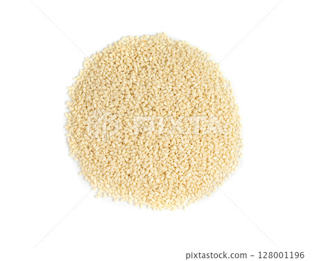 Sesame seeds, white small benne grains, Sesamum indicum fruits Sesame seeds, white small benne grains, Sesamum indicum fruits 128001196