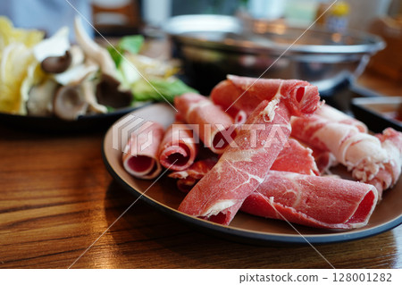 Rolled Raw Beef Slices for Shabu-Shabu or Hot Pot Rolled Raw Beef Slices for Shabu-Shabu or Hot Pot 128001282