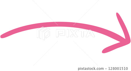 單線手繪箭頭 9（粉紅色）的插圖 128001510