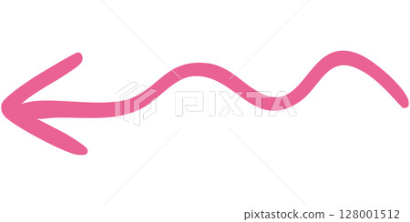 Illustration of a single-line hand-drawn arrow 10 (pink) 128001512