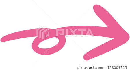 Illustration of a single-line hand-drawn arrow 12 (pink) 128001515