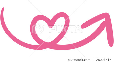 Illustration of a single-line hand-drawn arrow 13 (pink) Illustration of a single-line hand-drawn arrow 13 (pink) 128001516