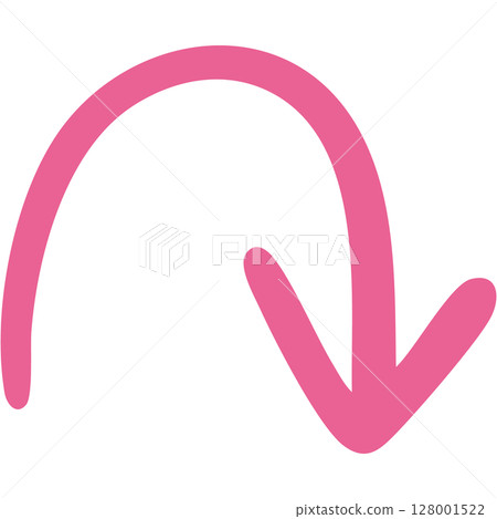 Illustration of a single-line hand-drawn arrow 17 (pink) Illustration of a single-line hand-drawn arrow 17 (pink) 128001522
