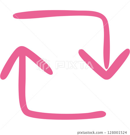 Illustration of a single-line hand-drawn arrow 18 (pink) Illustration of a single-line hand-drawn arrow 18 (pink) 128001524