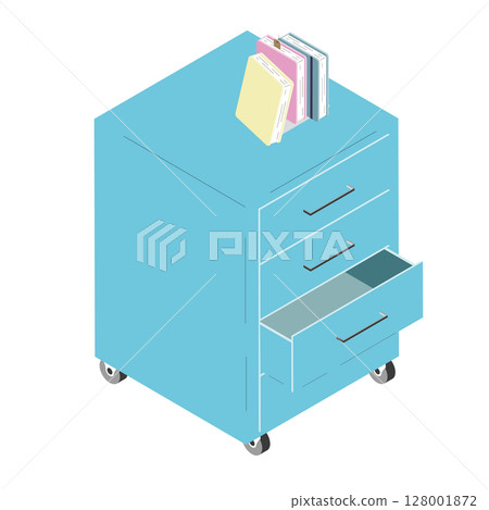 帶有文件的櫃子的等距插圖（PNG） 128001872