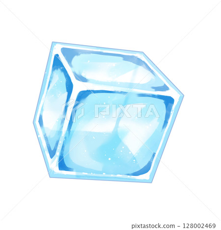 Ice illustration material Ice cube Square Blue Light blue Ice illustration material Ice cube Square Blue Light blue 128002469